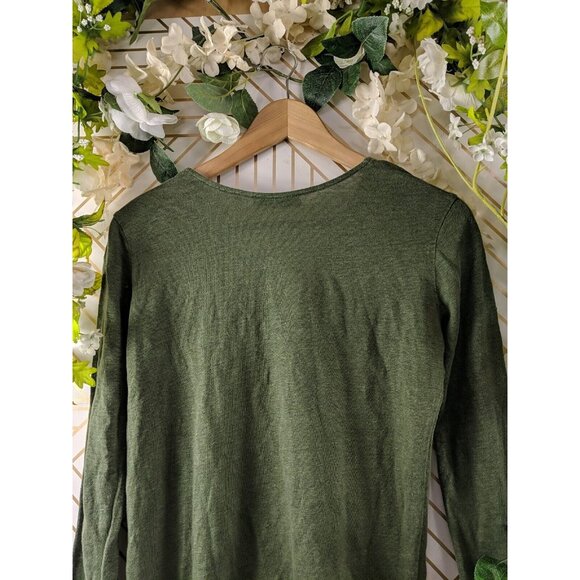 Sandro Paris Women's Green Linen Long Sleeve Silk Detail Size 1 - Picture 9 of 9